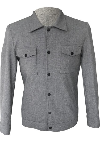 Slim Fit Poly Viskon Baharlık Gri Erkek Mont