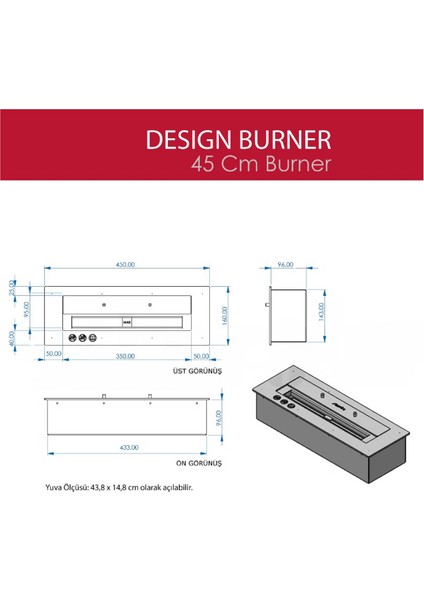 45 Lik Design Burner Bioethanol Şömine