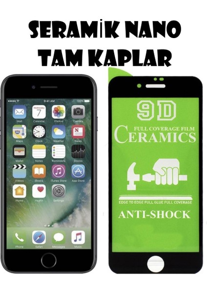 Apple iPhone 6s Ekran Koruyucu Seramik Nano Cam Esnek Tam Full Kaplayan Kırılmaz Siyah