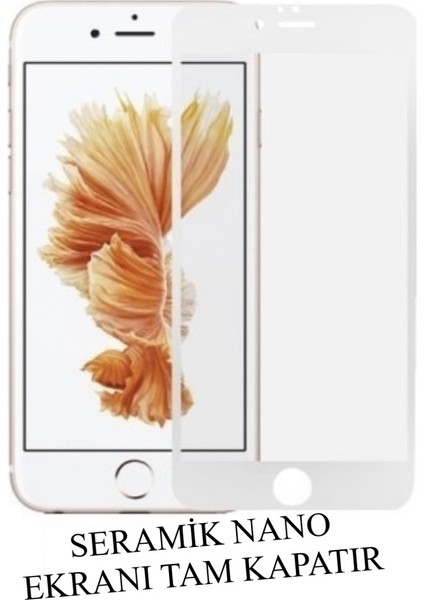 Apple iPhone 8 Plus Ekran Koruyucu Seramik Nano Cam Esnek Tam Full Kaplayan Kırılmaz Beyaz fiyatları