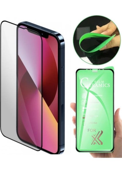 Apple iPhone 12 Ekran Koruyucu Seramik Nano Cam Esnek Tam Full Kaplayan Kırılmaz