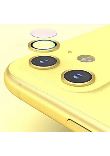 Apple iPhone 12 Mini Kamera Koruyucu Lens Mercek Metal Çerçeveli 2li Set Gold Altın modelleri