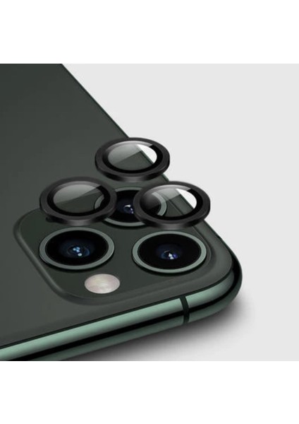 Apple iPhone 12 Pro Kamera Koruyucu Lens Mercek Metal Çerçeveli 3lü Set Siyah Black