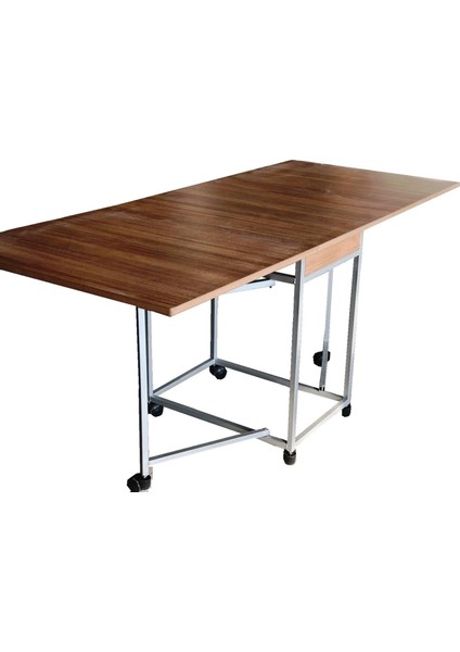 Montajı Yapılmış Katlanır 10 Kişilik Mdf Mutfak Masası Teak