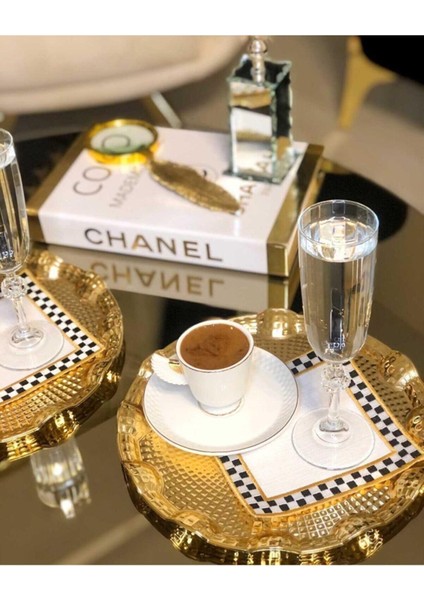 Lilies Atelier Mackenzie Damalı Siyah 4 Adet Nakışlı Kokteyl Sunum Peçetesi Luxury