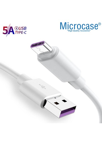Type-C 5A Hızlı Şarj ve Data USB Kısa Kablo - 25 cm Beyaz AL2712