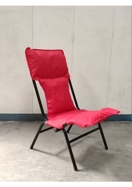 Katlanan Şezlongsandalye -- Siyah Iskeletli, Düz Renk Polyester Kumaşlı --