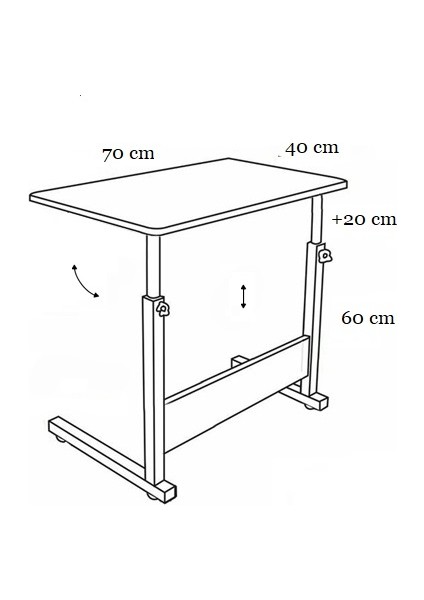 Yükseklik Ayarlı Eğimli ve Katlanabilen Laptop Sehpası - Atlantik Çam (Tekerli)