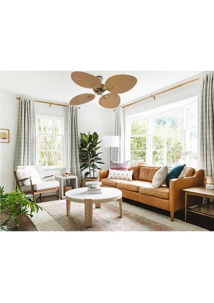 T52040 60W 132CM Pleksi Krem 4 Kanatlı Ipli Tavan Vantilatörü fiyatları