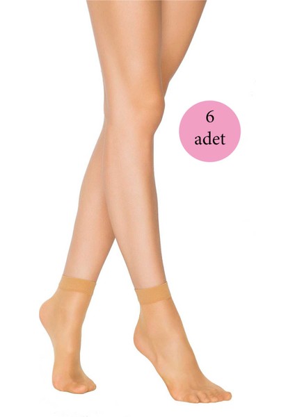 6 Adet Fit 15 Soket Ince Parlak Kısa Çorap Ten
