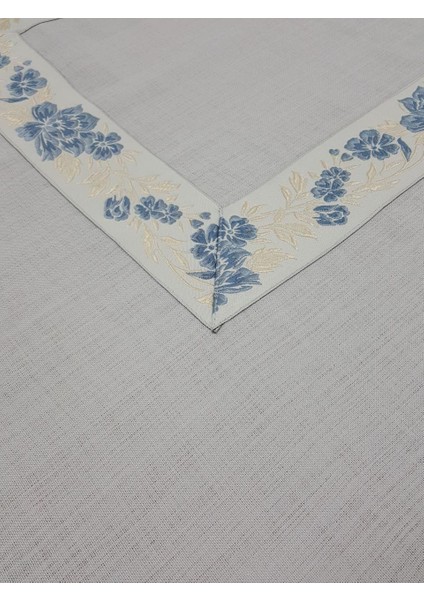 Nergis Lüx Jakar Bordürlü Keten Kumaş Gri Masa Örtüsü Dikdörtgen 160x230 cm - 1135 fiyatları
