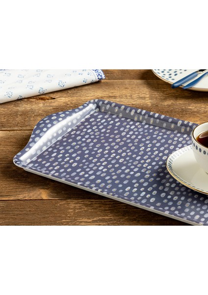 Navy Dots Melamin Tepsi 39 x 24 cm Lacivert fiyatları