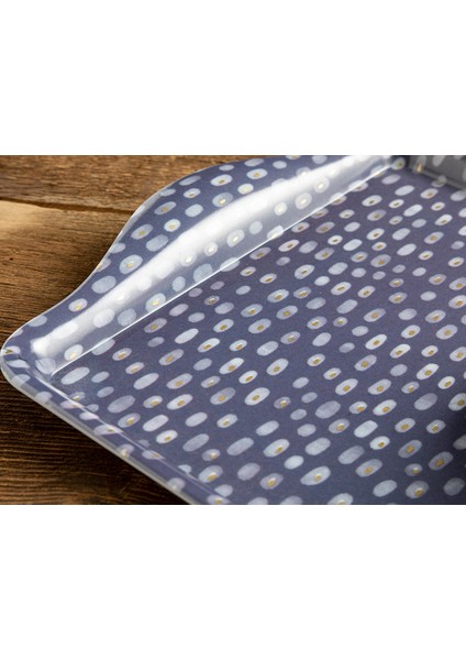 Navy Dots Melamin Tepsi 39 x 24 cm Lacivert modelleri