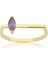 Tektaş Altın Yüzük - 14 Ayar Altın Çizgi 0.20 Karat Ametist Taşlı Minimal Yüzük - Eşe, Sevgiliye 1