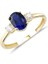 Safir Renkli Altın Üçtaş Yüzük YZA.109.01 1