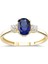 Safir Renkli Altın Üçtaş Yüzük YZA.109.01 2