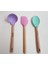 3' Lü Bambu Saplı Silikon Kaşık-Kepçe-Spatula Seti - Renkli Bambu Saplı Silikon Set 1