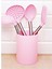 Pembe Silikon Metal Saplı 6^lı Servis Seti 1750 1