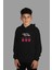 Çocuk Siyah Kapşonlu Sweatshirt Squid Game Dijital Baskılı Iki Iplik Içi Şardonlu 1