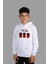 Çocuk Beyaz Kapşonlu Sweatshirt Squid Game Dijital Baskılı Iki Iplik Içi Şardonlu 1