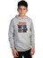 çoçuk Gri Melanj Kapüşonlu Sweatshirt Red Ball Dijital Baskılı Iki Iplik Içi Şardonlu 1