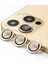 Apple iPhone 13 Pro Max Kamera Koruyucu Lens Mercek Metal Çerçeveli 3lü Set Gold Altın 2