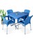 Mandella 80X80 cm Plastik Bahçe Balkon Masa Takımı 4 Kişilik Metal Ayaklı Katlanır Set 1