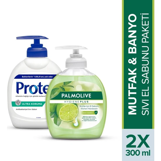 Palmolive - Protex Mutfak & Banyo Sıvı El Sabunu Paketi  300 ml + 300 ml