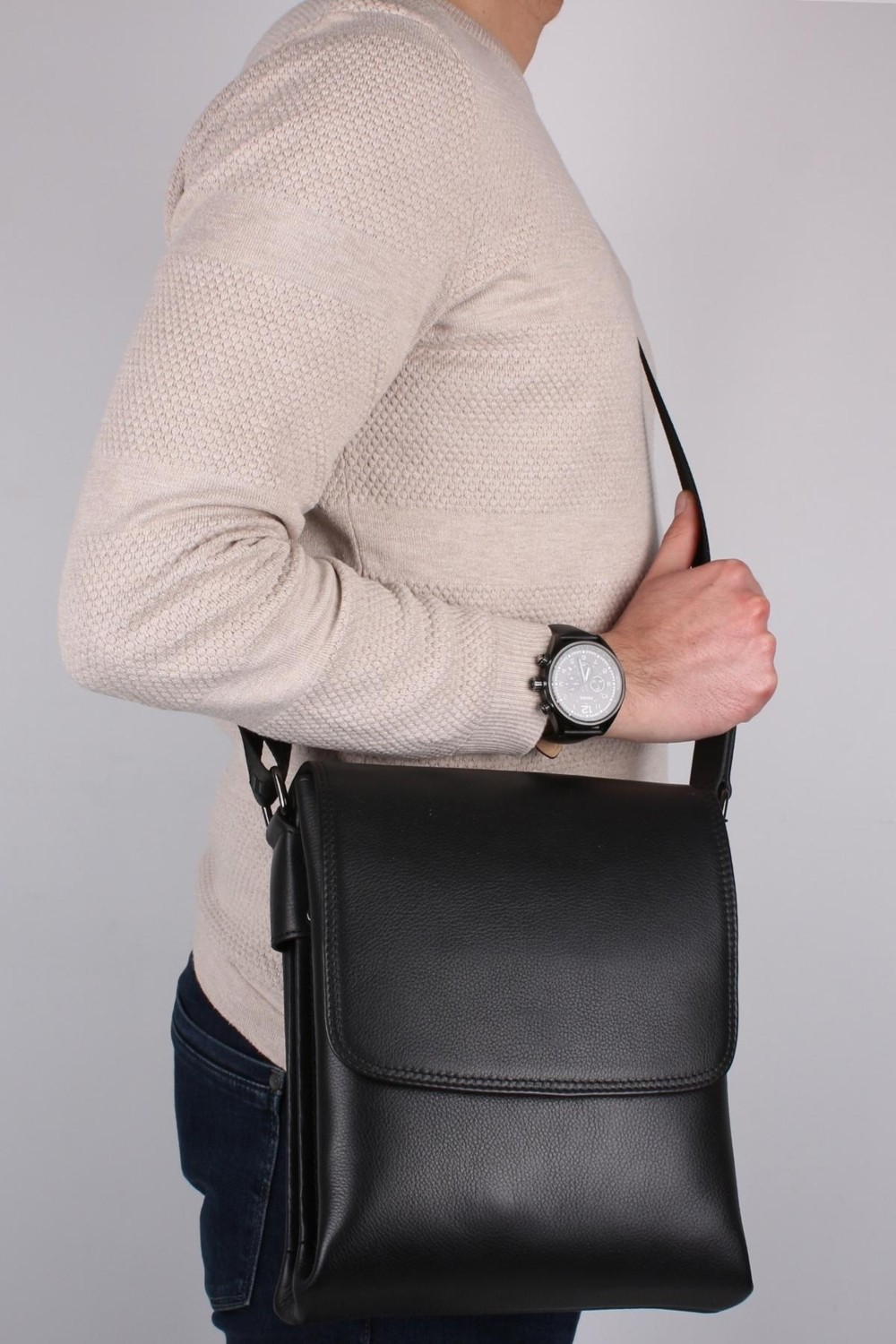 Legend Leather 4261 Siyah Hakiki Deri Erkek Postacı Çanta