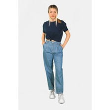 Balins Dökümlü Kot Pantolon Mavi