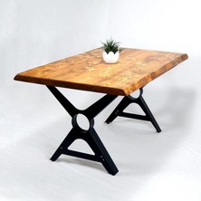 Entema Doğal Ağaç Masif Kütük Masa 90CM x 180CM ( Metal Ayak )