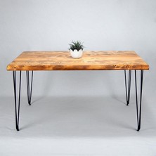 Entema Doğal Ağaç Masif Kütük Masa 90CM x 180CM ( Metal Ayak )