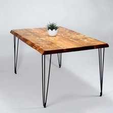 Entema Doğal Ağaç Masif Kütük Masa 90CM x 180CM ( Metal Ayak )