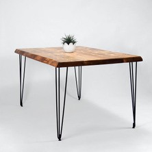 Entema Doğal Ağaç Masif Kütük Masa 90CM x 180CM ( Metal Ayak )