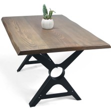 Entema Doğal Ağaç Masif Kütük Masa 75CM x 115CM ( Metal Ayak )