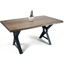 Entema Doğal Ağaç Masif Kütük Masa 60CM x 120CM ( Metal Ayak )