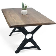 Entema Doğal Ağaç Masif Kütük Masa 60CM x 110CM ( Metal Ayak )