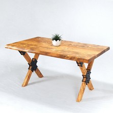 Entema Doğal Ağaç Masif Kütük Masa Yemek Masası 60 cm x 110 cm