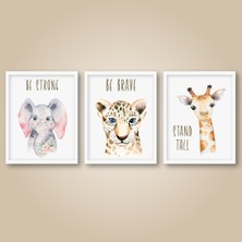 Bianne Atölyesi Fil,kaplan,zürafa Bebek ve Çocuk Odası Pano Seti