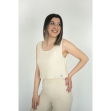 Co&Mi Fitilli Yüksek Bel Salaş Pantolon Crop/ Bej