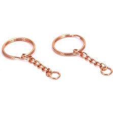 Rose Gold Kaplama 25 mm Zincirli Anahtarlık Halkası 100 Adet