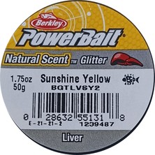 Berkley Powerbait Liver Karaciğer Parıltılı Alabalık Yemi Sunshine Yellow Liver Bgtlvsy2 50GR