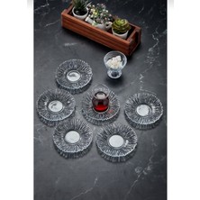 Gülümseten Store 6 Lı Çay Tabağı Yeni Trend Kristal Özel Tasarım Cam Bardak Altlığı
