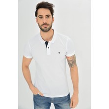 Dynamo Erkek Polo Yaka Likralı T-Shirt Beyaz T621