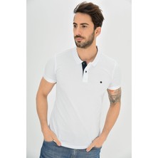 Dynamo Erkek Polo Yaka Likralı T-Shirt Beyaz T621