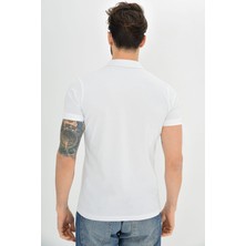 Dynamo Erkek Polo Yaka Likralı T-Shirt Beyaz T621
