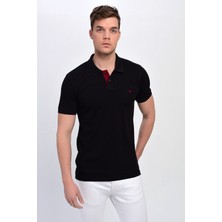 Dynamo Erkek Polo Yaka Likralı T-Shirt Siyah T621