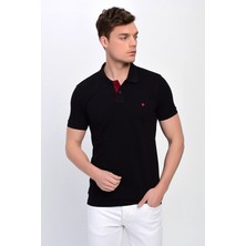 Dynamo Erkek Polo Yaka Likralı T-Shirt Siyah T621