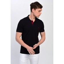 Dynamo Erkek Polo Yaka Likralı T-Shirt Siyah T621