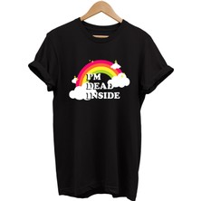 Remonz Gökkuşağı Baskılı  Pamuk Oversize T-Shirt Büyük Beden Tişört